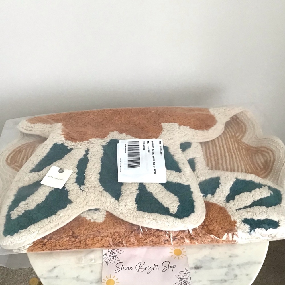 Anthropologie Bath Mat Cotton Floral New With Tag - Picture 2 of 4